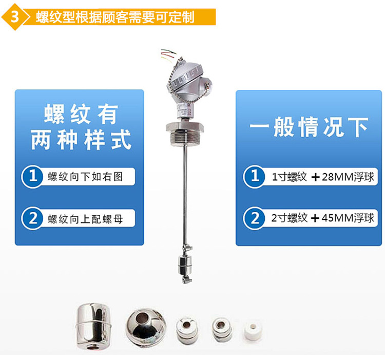 干簧管式浮球液位計(jì)螺紋分類圖