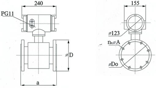 dn100電磁流量計外形尺寸圖