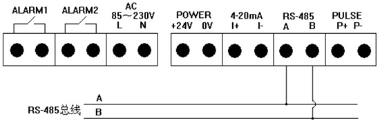 氣體用熱式流量計(jì)RS-485通訊接線(xiàn)圖